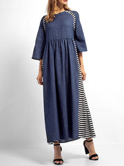 Sabrina Stripes Solid Color A-Line Dress