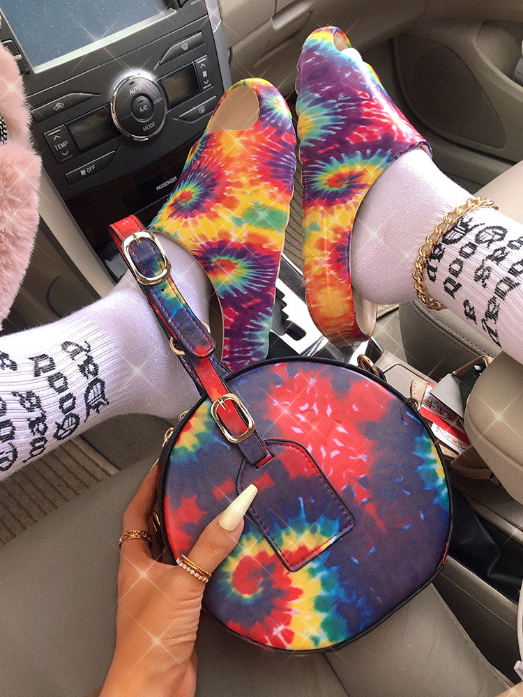 Pantuflas de tacón suave con efecto tie-dye