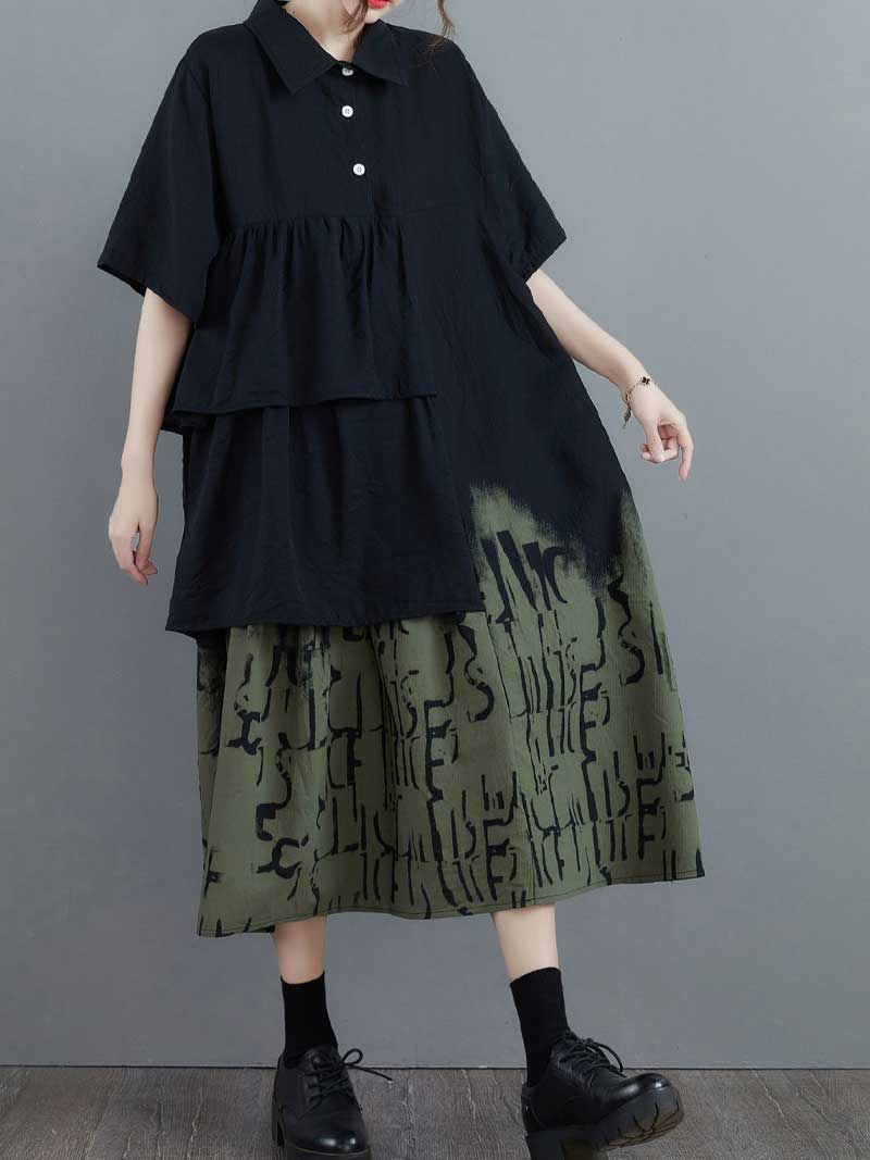 Pendulum Style Contrasting A-Line Shirt Dress