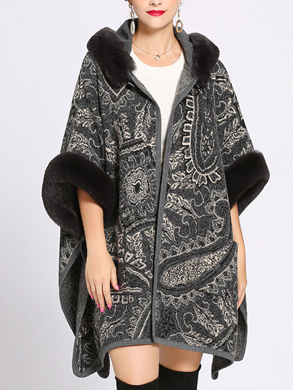 Amiable Outfitting Fluffy Plus Size Cape Cardigan