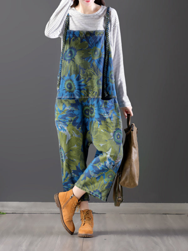 Midnight Floral Overall Dungarees (USA ONLY)