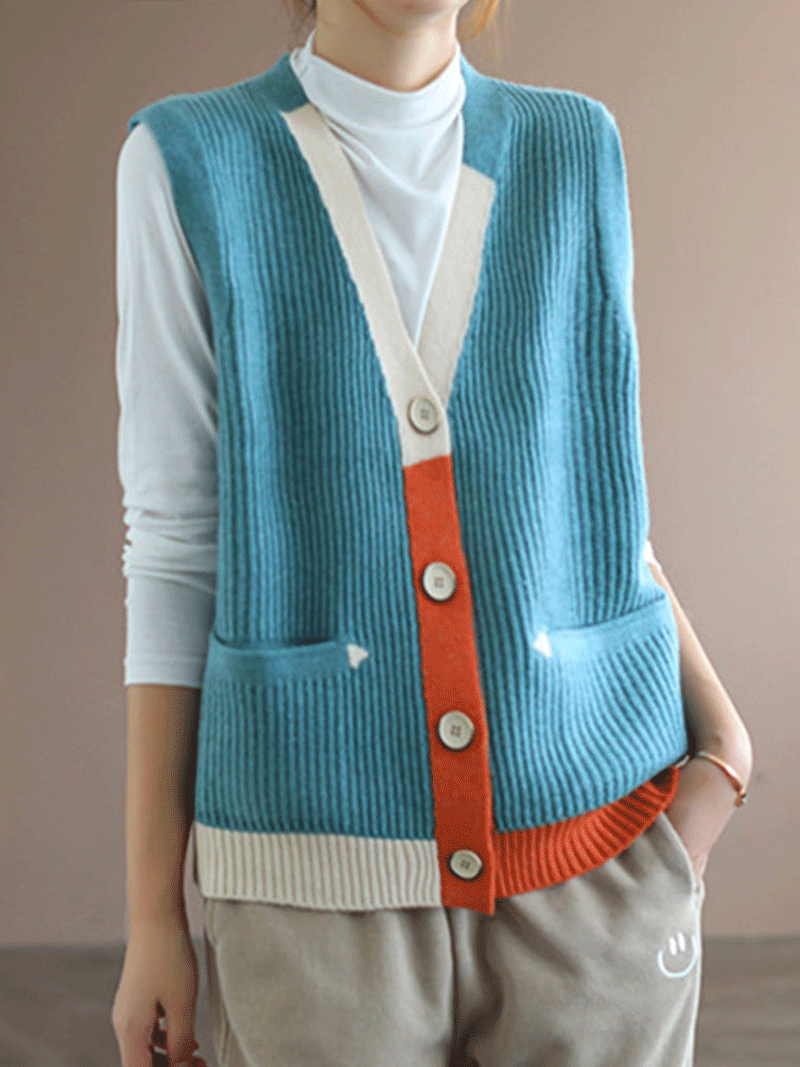 Blue Moon V-Ausschnitt Strickweste Weste Cardigan Pullover