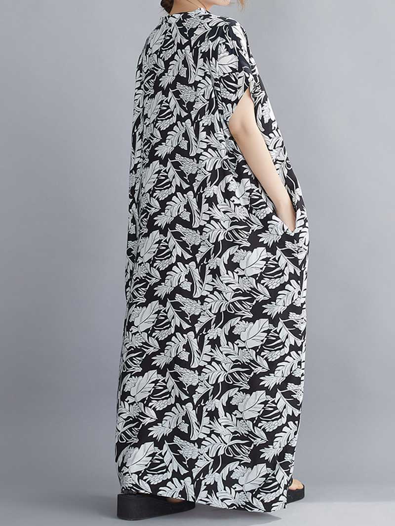 Someone Believe you Leaf Printed Kaftan Dress