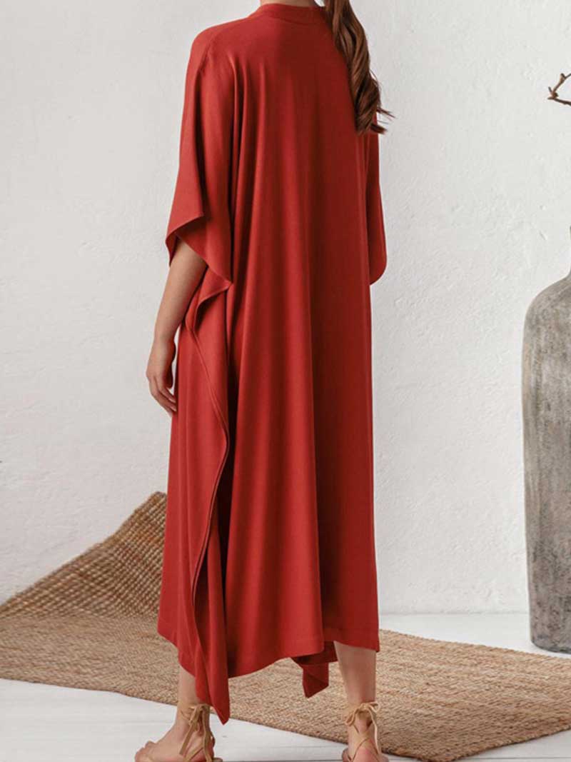 Plain Polyester Long Sleeves Kaftan Dress