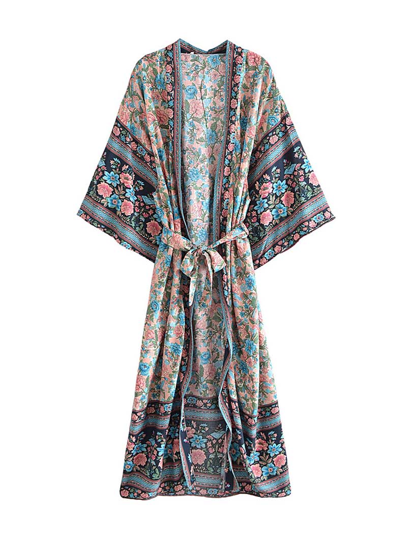 Party Wear Beauty Floral Printed Long Kimono Gown Robe
