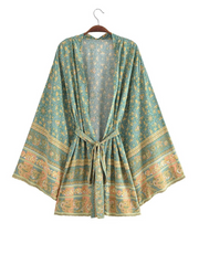 Short Kimono Jacket. Short Kimono Robe. Bohemian Print Kimono