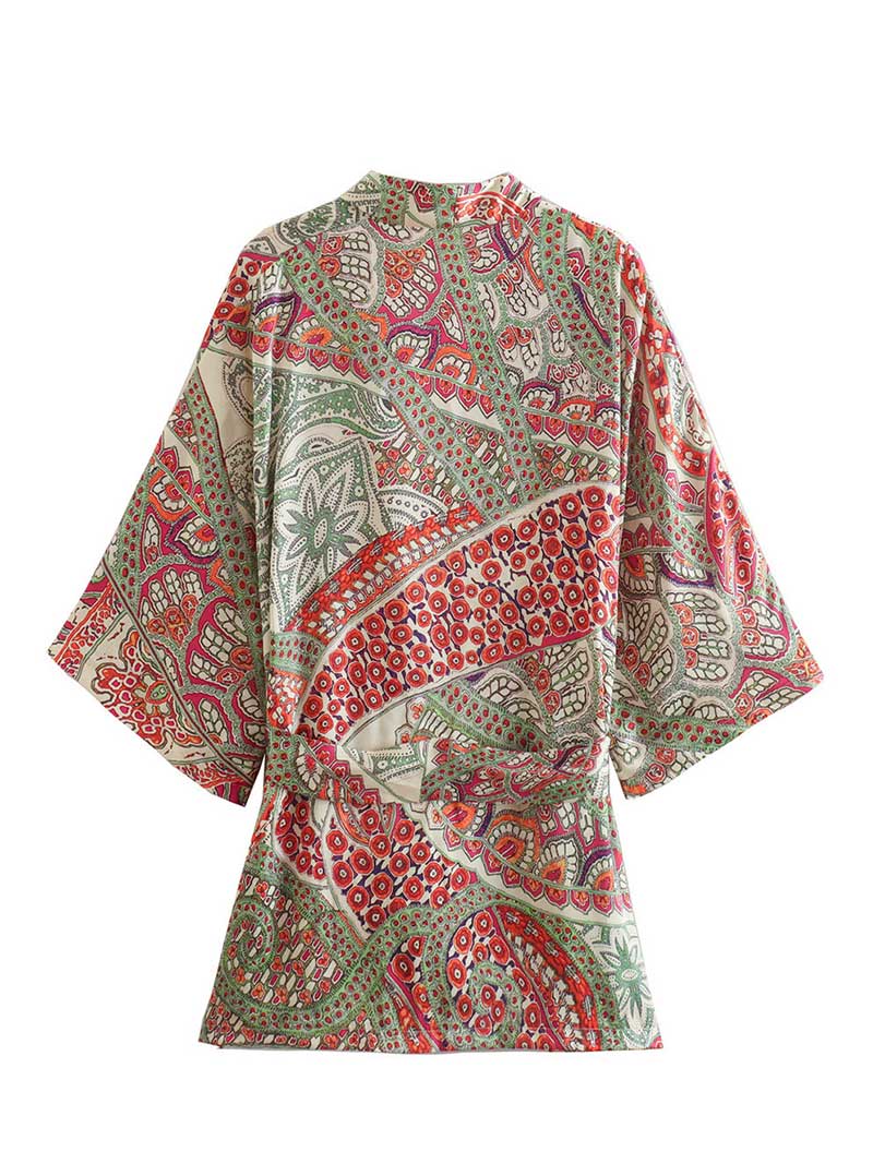 Bata tipo kimono con estampado de estilo chaqueta multicolor para verano