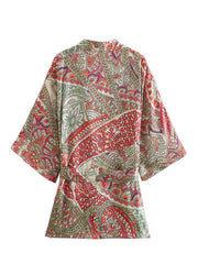 Summer Wear Multicolor Jacket Style Printed Kimono Gown Duster Robe