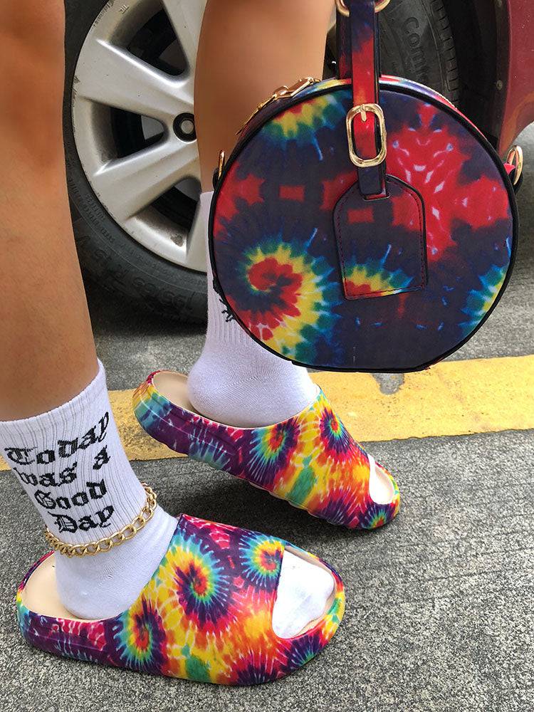 Pantuflas de tacón suave con efecto tie-dye