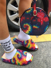 Pantuflas de tacón suave con efecto tie-dye