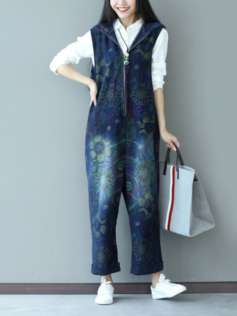 Lässiger Jumpsuit mit Trägern und Kapuze, Latzhose