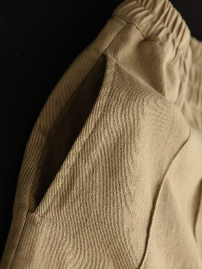 Cotton Elastic Waist Loose Solid Color Casual Harem Pants