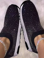 Zapatillas planas de malla con diamantes de imitación