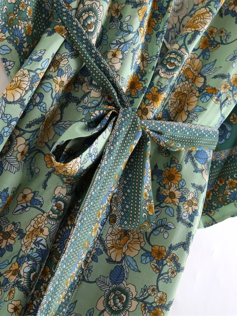 V-Neck Cotton Boheniam Style Kimono Jacket