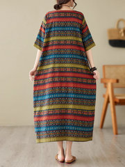 Vestido midi clásico con estampado de rayas de colores Charmer