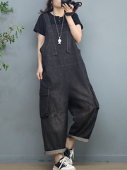 Denim Loose Large Size Stylish Dungarees Overalls With Pockets