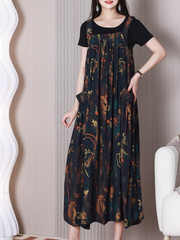 Fashionable Loose Round Neck Salopette Dress