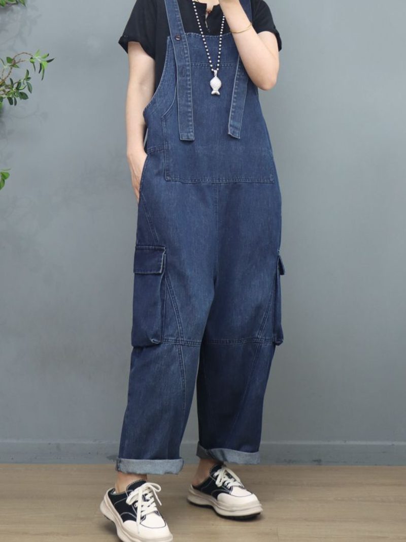 Denim Loose Large Size Stylish Dungarees Overalls With Pockets