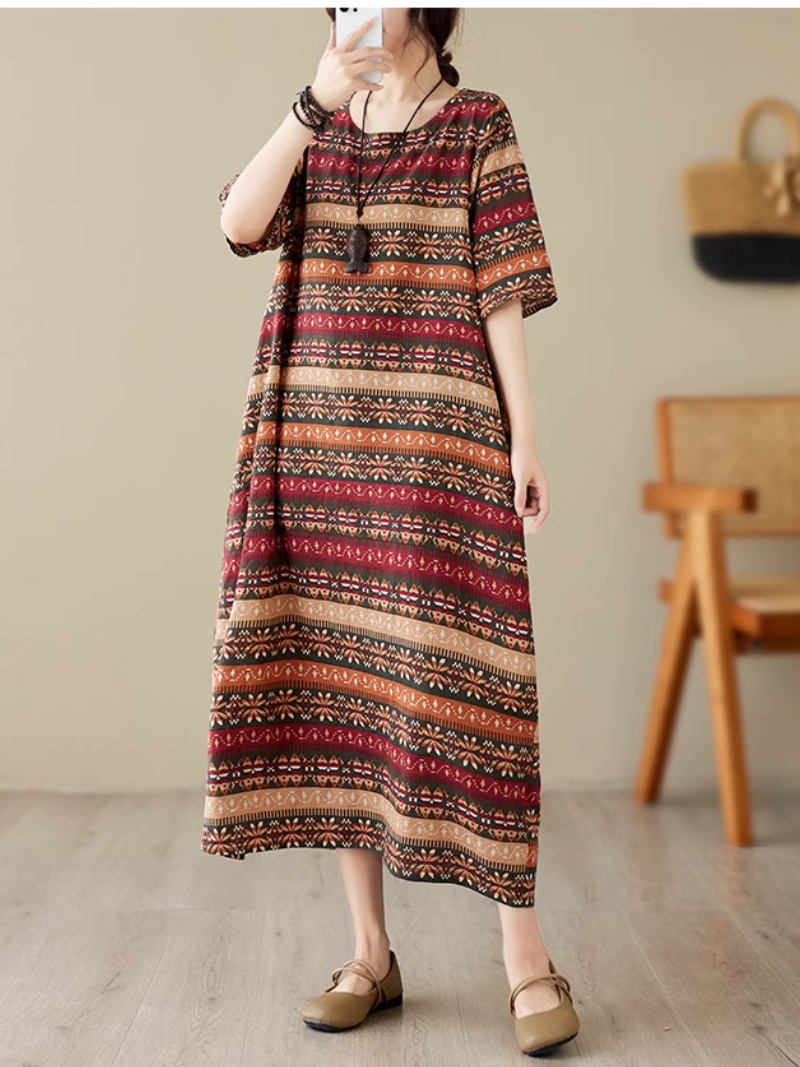 Classic Charmer  Color Striped Printed Midi Dress