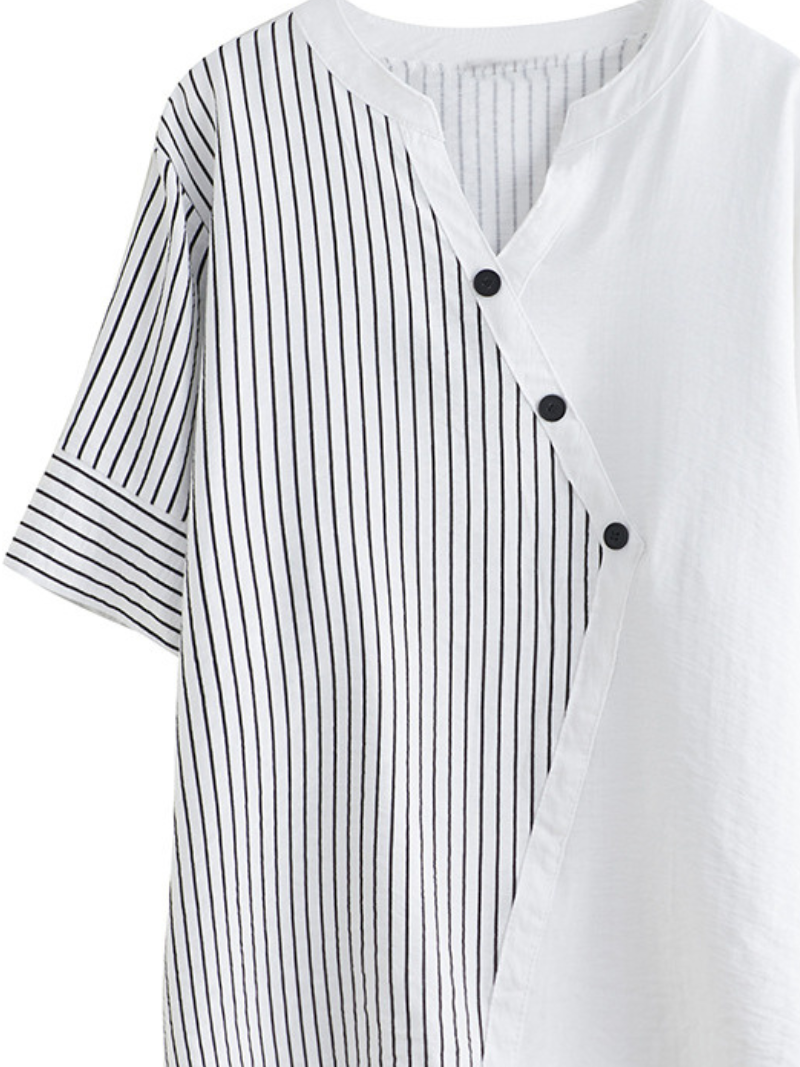 Charmante Button-Up-Streifenoberteile