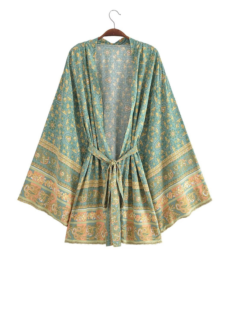 Short Kimono Jacket. Short Kimono Robe. Bohemian Print Kimono