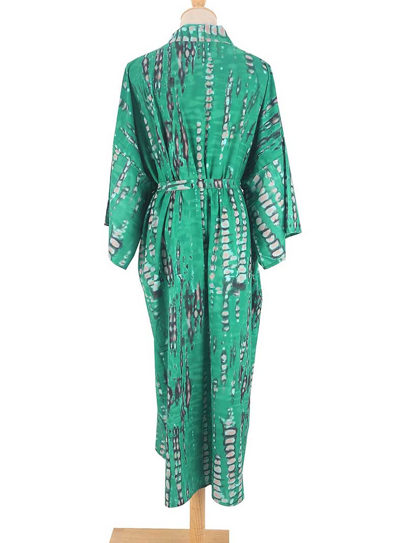 Tie-Dye Print Different Color Rayon Long Length Gown Kimono Duster Robe