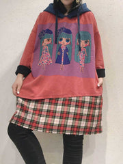 Midi-Sweatshirtkleid mit Kapuze und „Anatomy of Love Doll“-Print