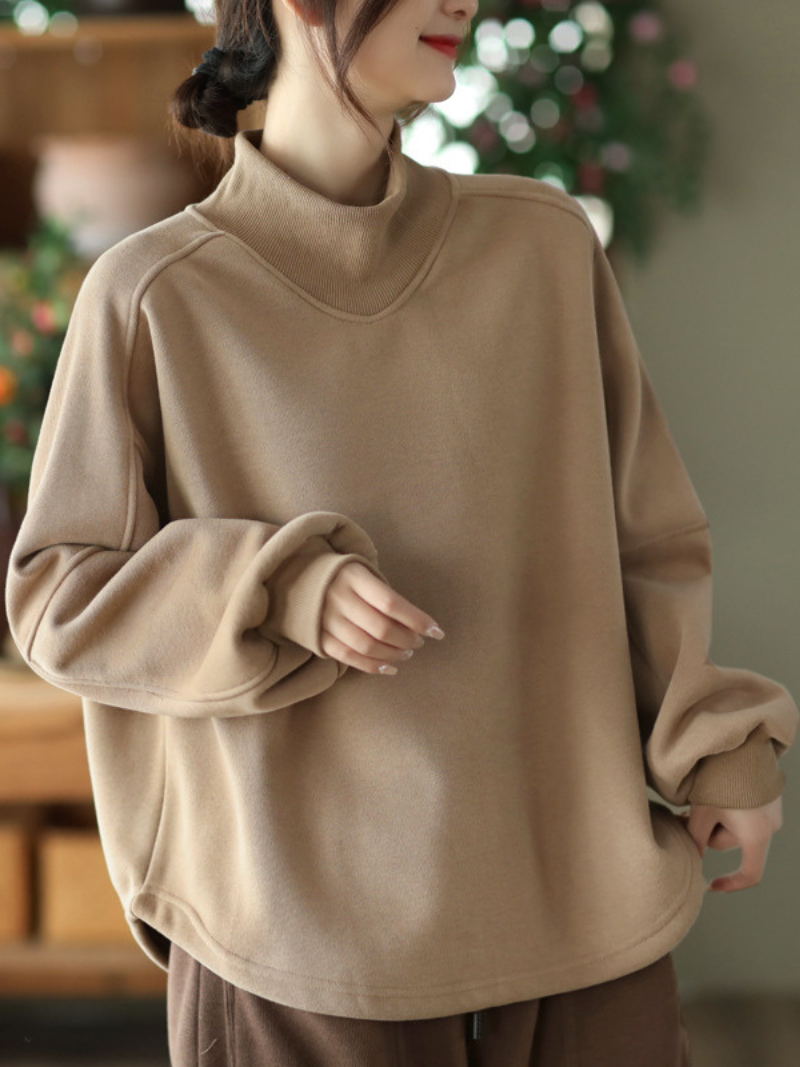 Long sleeves Pullover Plus Fleece Casual Sweater Loose Top