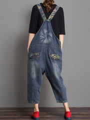 Joy Ethnic Denim Abrasion Overall Dungarees