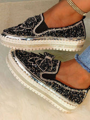 Loafer-Schuhe mit Schleife und Strass