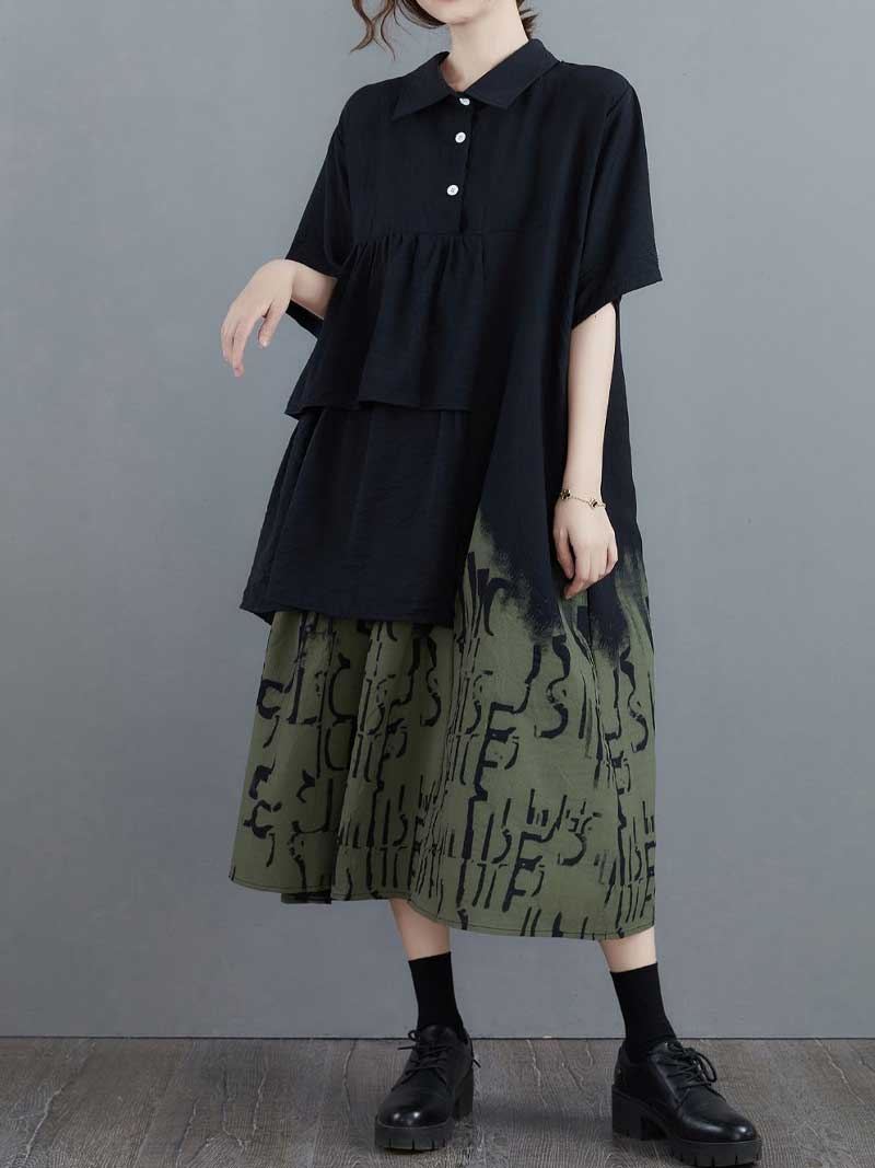 Pendulum Style Contrasting A-Line Shirt Dress