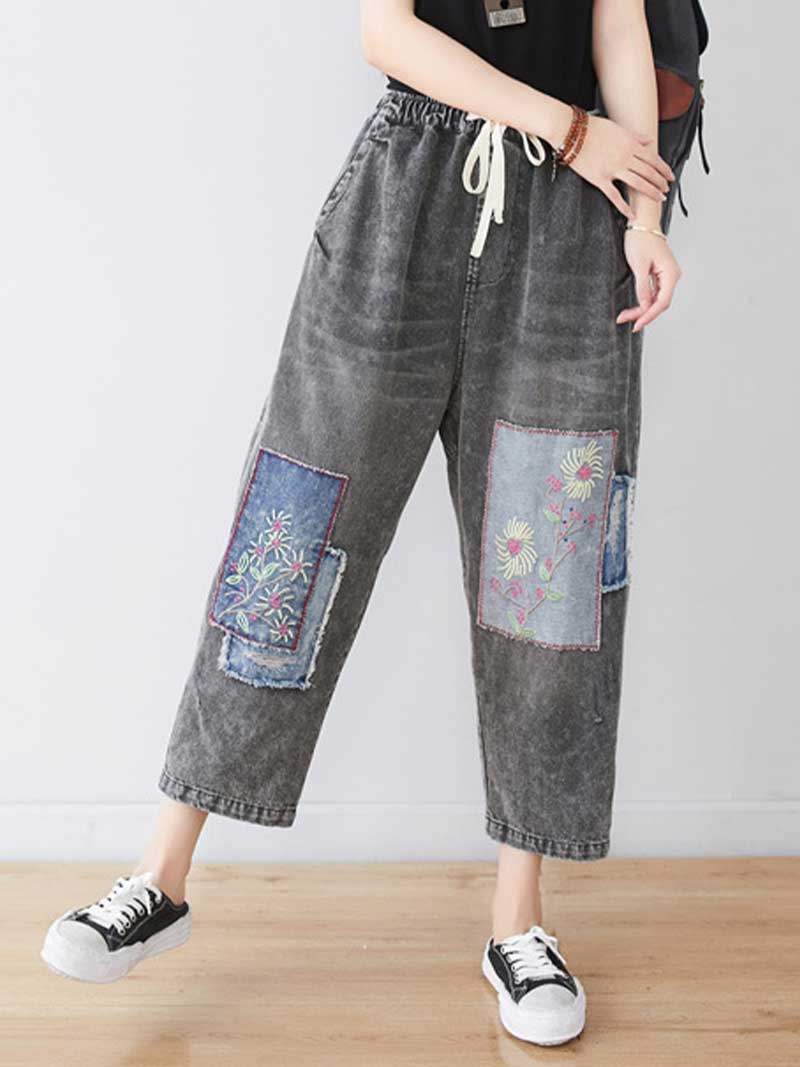 Starry Eyes Denim Baggy Cropped Pant