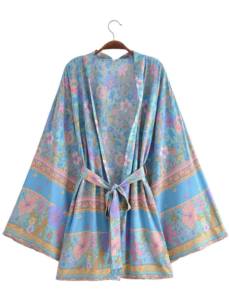 Down To Earth Cotton Floral Short Kimono Jcaket