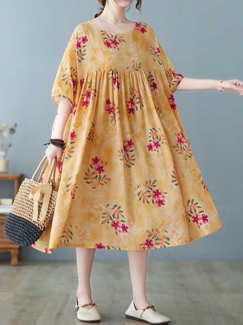 World Around Me Printed Floral Smock Dress