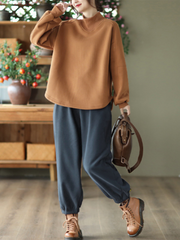 Langarmpullover Plus Fleece Casual Sweater Loose Top