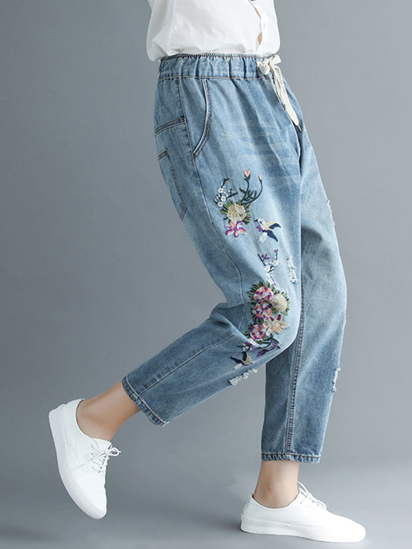 Pantalones de pistola con estampado floral cómodos