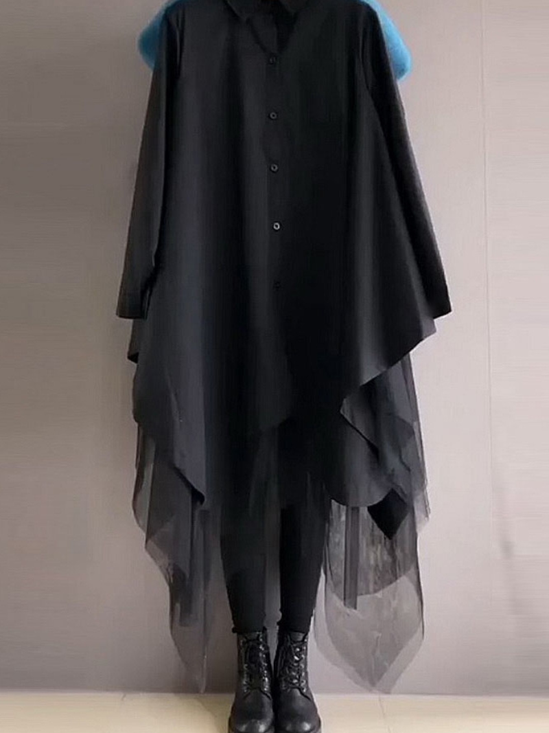 Cotton Stylish Loose Plain Mid-Length Skirt Dress