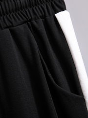 cool summer high waist loose black Straight leg trouser pants with pockets