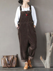 Strap Adjustable Corduroy Thick Overalls Dungarees