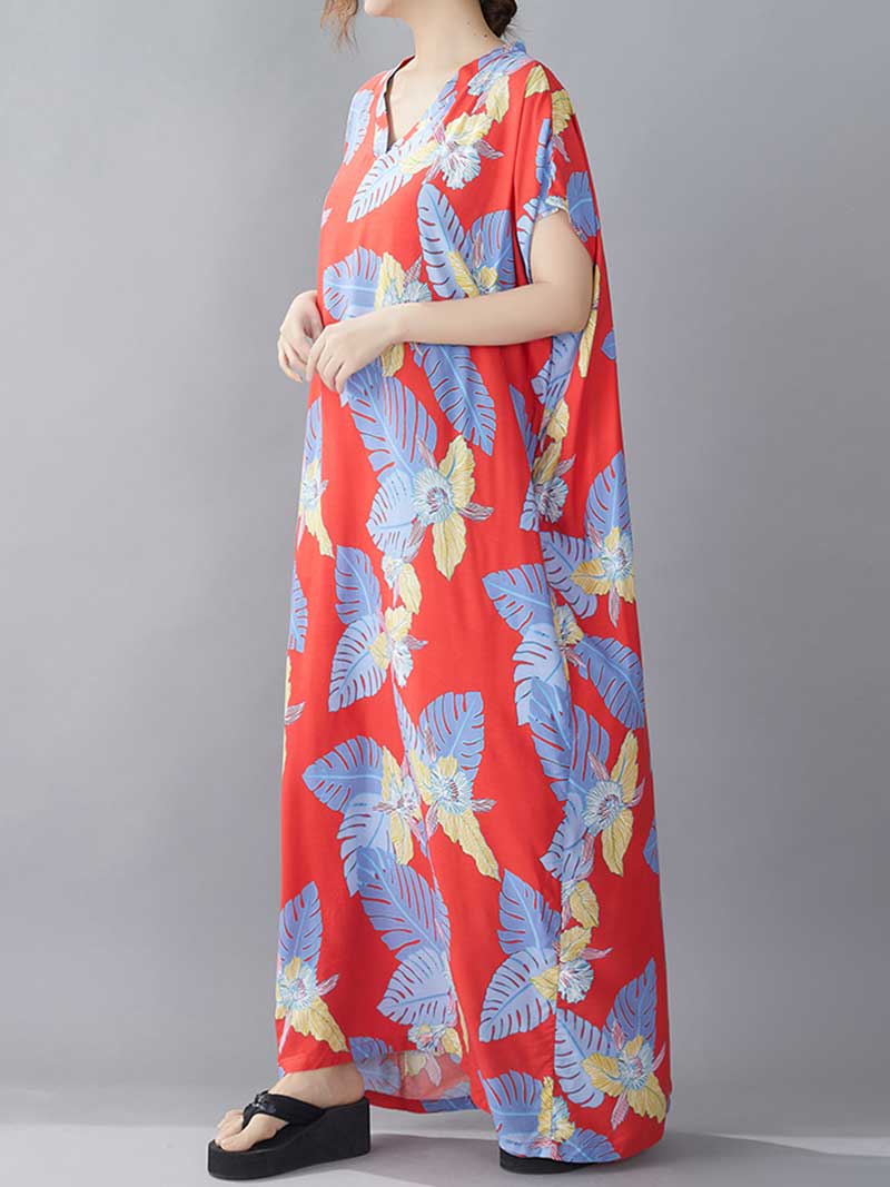 Believe Your Self Leaf Printed Kaftan Dress