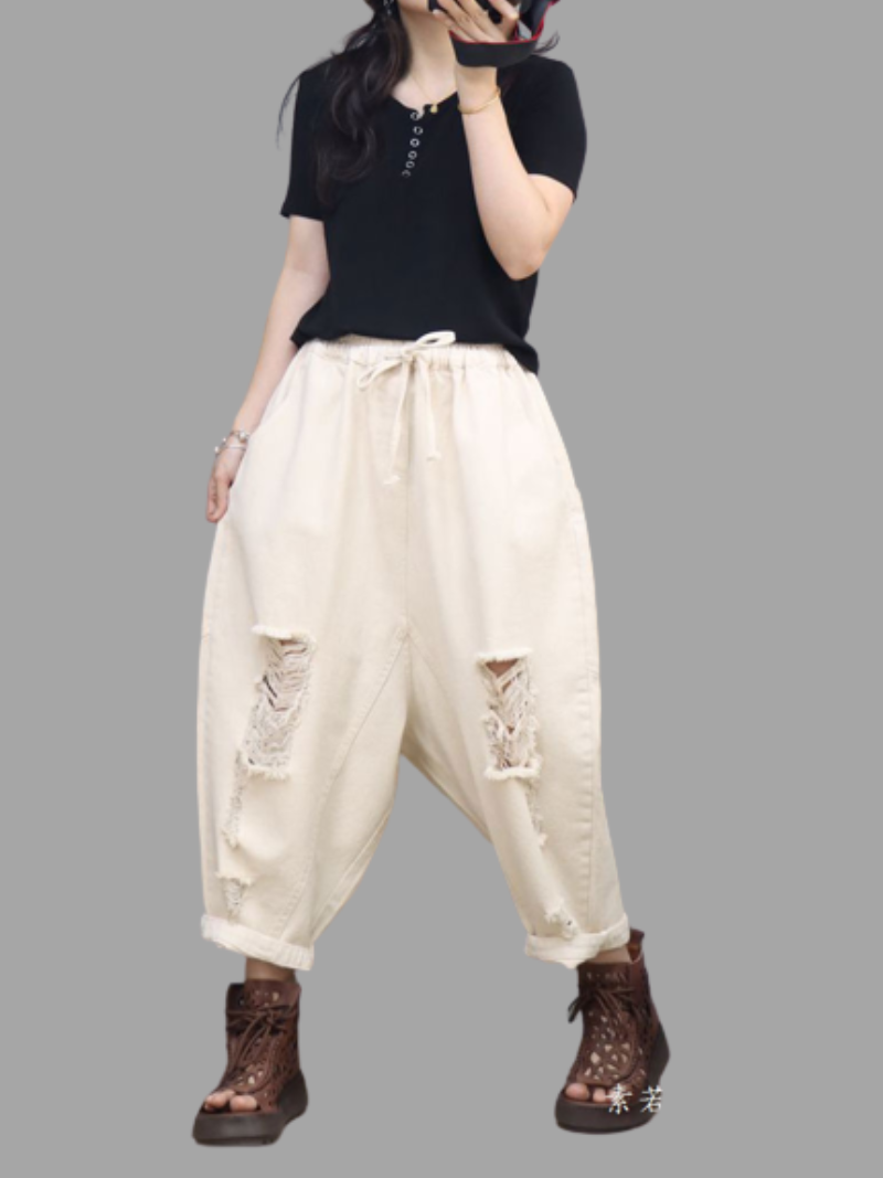 Pantalones holgados de mezclilla con cintura natural Feel The Love