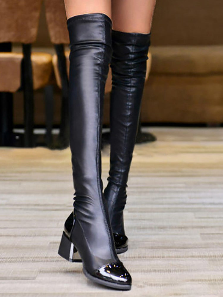 PU Over The Knee Chunky Boots