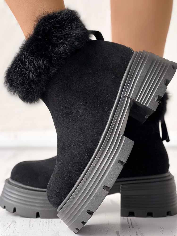 Furry Trim Lined Snow Boots