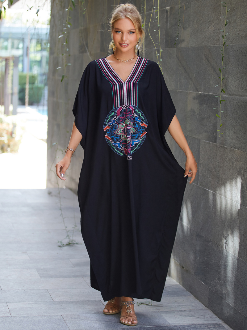 All You Need Rayon Black Kaftan Dress