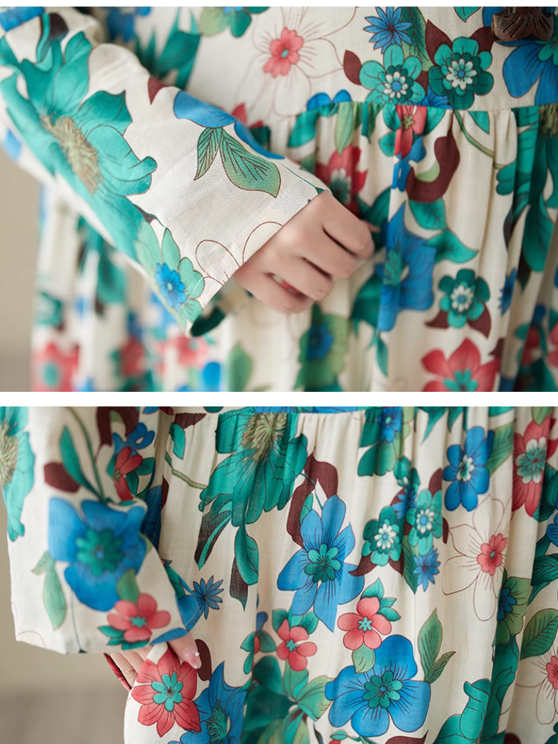Relaxed Fit Floral Loose Smock Dress