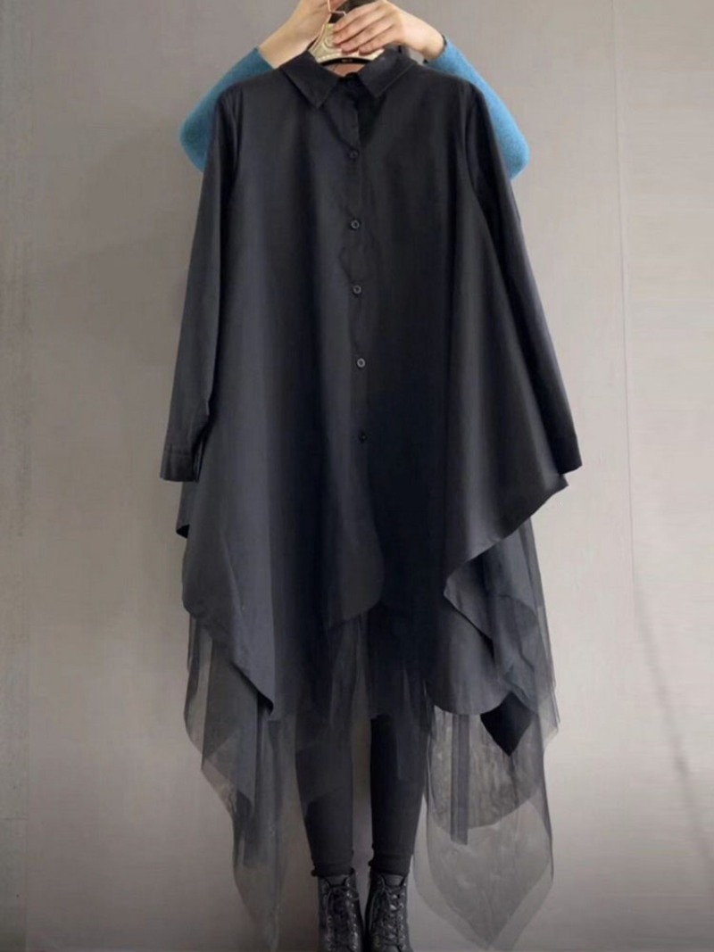 Cotton Stylish Loose Plain Mid-Length Skirt Dress