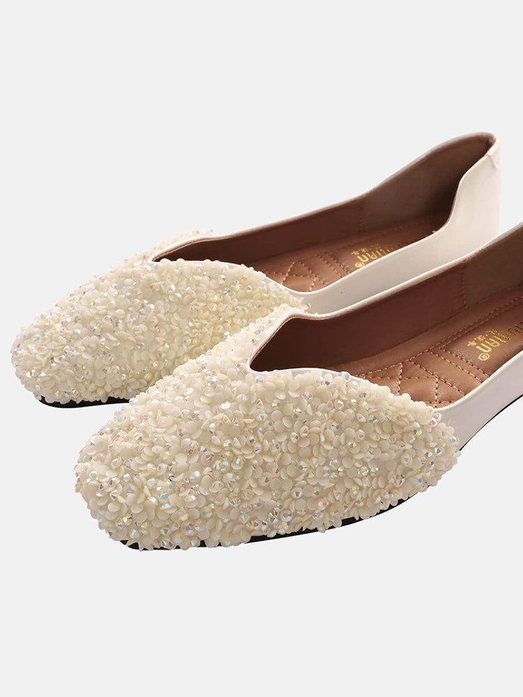 Flache Schuhe mit Strass-Pailletten