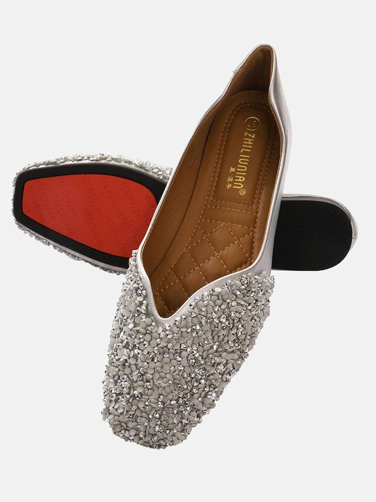 Flache Schuhe mit Strass-Pailletten