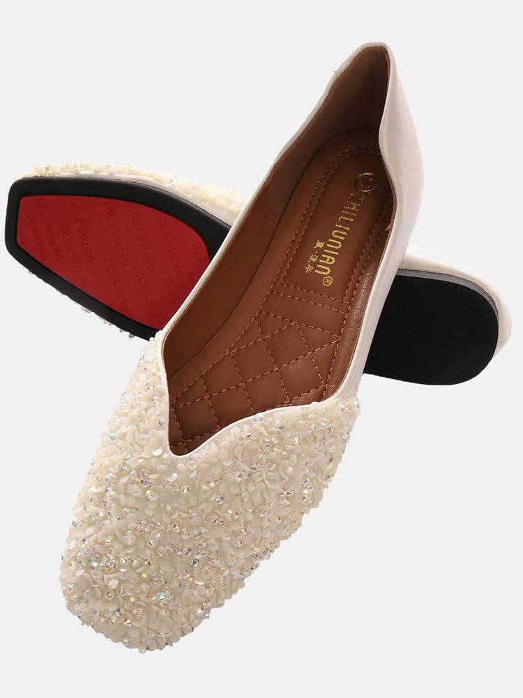 Flache Schuhe mit Strass-Pailletten