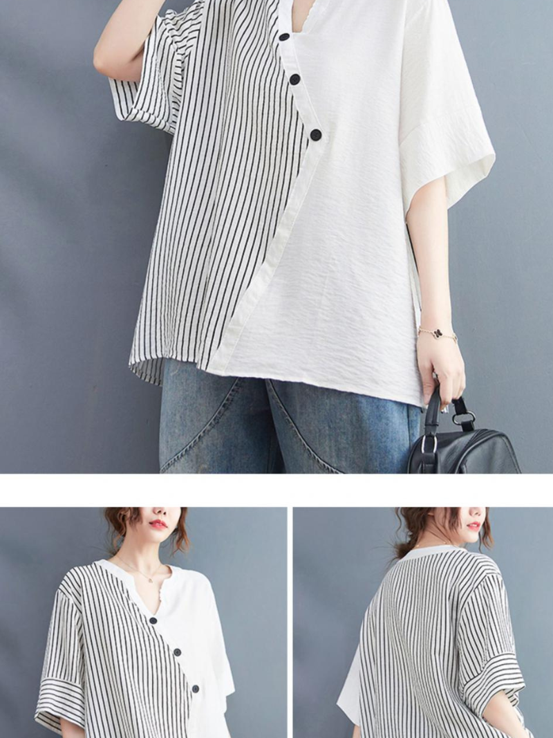 Charmante Button-Up-Streifenoberteile